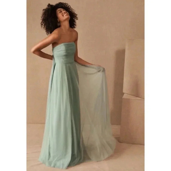 NWT BHLDN Jenny Yoo Ryder Convertible Maxi Dress Wedding Strapless Flowy Green - Picture 4 of 15